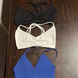 Free People Black, White, and Blue bralettes bundle